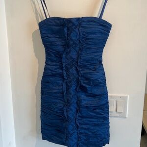 *NEW* vintage bcbg satin bandage strapless cocktail dress - blue, size 2